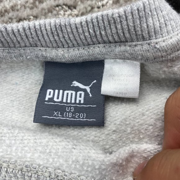 PUMA Sweater Youth Extra Large XL 18-20 YRS Gray Pull Over Sweatshirt Spell Out - Picture 5 of 10